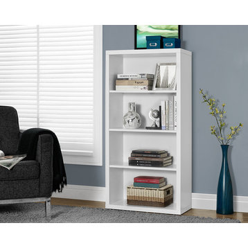 Bookshelf, Bookcase, Etagere, 5 Tier, 48"H, Office, Bedroom, Laminate, White