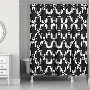 Moroccan Tile Shower Curtain, Black