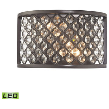 2-Light Sconce In Oil Rubbed Bronze Crystal And Mesh Shade Crosshatch Mesh