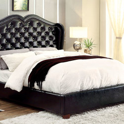 MONROE CONTEMPORARY STYLE BLACK QUEEN PLATFORM BED - Platform Beds