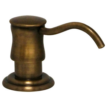 Solid Brass Soap, Lotion Dispenser, Antique Brass