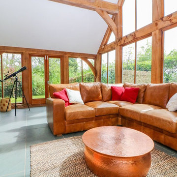 A stunning oak beam conservatory with leather seating and stargazing