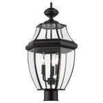 Z-Lite - Z-Lite 580PHB-BK Westover 3 Light Outdoor Post Mount Fixture in Black - This three-light outdoor post mount fixture adds a traditional silhouette to the lighting in your patio, deck or other outdoor area. With its candelabra composition, the lamp provides soft, effective illumination. A multi-sided clear beveled glass shade has a black steel frame, creating an elegant impression.