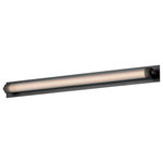 Maxim Lighting - ET2 Lighting Doric 1-Light 30" LED Wall Sconce, Black/Clear Ribbed, E23484-144BK - Clear ribbed glass encases a tube of opal white acrylic evenly illuminated by LED. The ends of the glass shade are fitted with knurled cylinder forms that suspend the sconces from their mounting plates. Dual mounted options are available for this series allowing it to be installed on single gang junction boxes. Available in Natural Aged Brass, Polished Chrome, or Matte Black finishes.