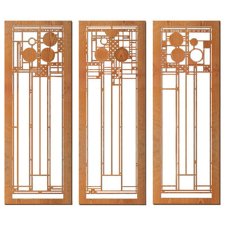 Frank Lloyd Wright Coonley Set of Three Wall Panels Cherry