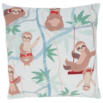 Poly-Filled Throw Pillow With Sloth Design