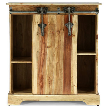 Veatch Handcrafted Acacia Wood Live Edge Cabinet with Sliding Door