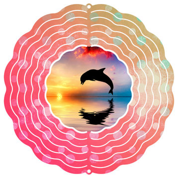 Dolphin At Sunset 10" Wind Spinner