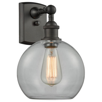 Athens 1-Light Sconce, Clear Globe Glass, Oil Rubbed Bronze