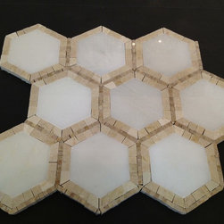 Glacier White Hexagon with Crema micro mosaics polished - Tile