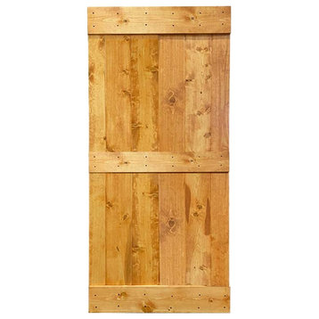 Stained Solid Pine Wood Sliding Barn Door, Colonial Maple, 38"x84", Mid-Bar