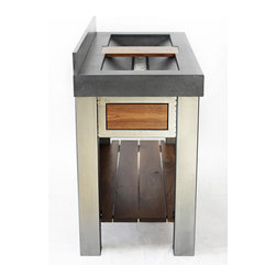 Concrete sink and brushed steel vanity - Bathroom Sinks