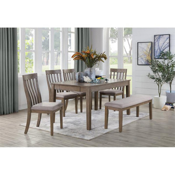 Lexicon Armhurst 6-Piece Contemporary Wood Dining Set in Wire Brush Brown/Gray