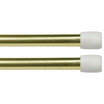 Kenney Fast Fit No Tools 7/16" Spring Tension Rod, 2-Pack, Brass, 28-48"