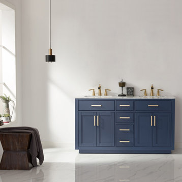 Ivy Bathroom Vanity Cabinet, Royal Blue, 60", No Mirror