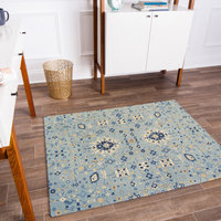 Tabrix Blue and Beige Rug'd Chairmat, 40"x54", .25" Pile Height