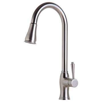AB2043-BSS Traditional Solid Brushed Stainless Steel Pull Down Kitchen Faucet