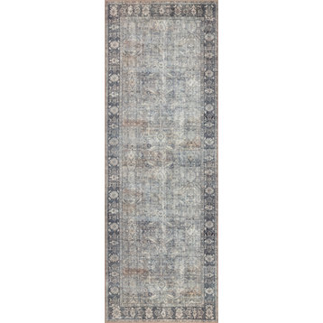 Durable Printed Wynter Area Rug by Loloi, Grey/Charcoal, 2'-6" X 7'-6"