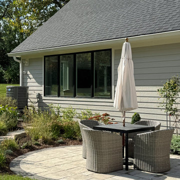 Graceful Living, Together - Backyard Dining Patio, Curved Pavers, Wicker Seating