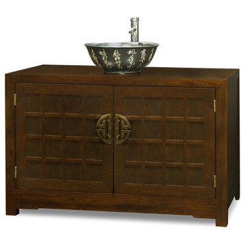 Elmwood Tansu Style Vanity Cabinet, With Bowl and Faucet
