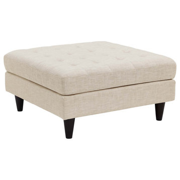 Empress Upholstered Fabric Large Ottoman, Beige
