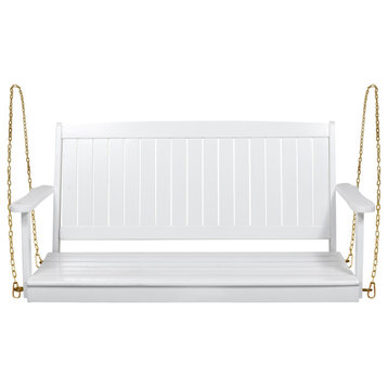 Lilith Outdoor Aacia Wood Porch Swing, White