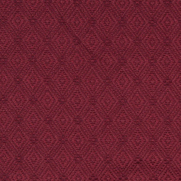 Burgundy Connected Diamonds Woven Matelasse Upholstery Grade Fabric By The Yard