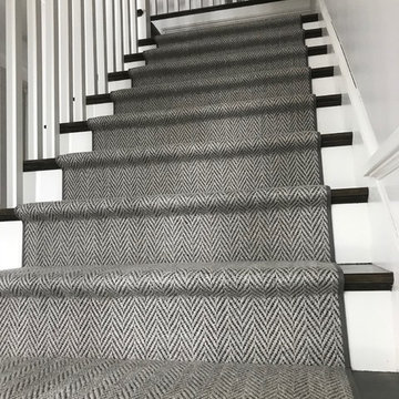 Grey Herringbone on Dark Stairs - Hollywood Style
