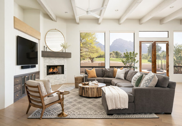 Transitional Living Room by Designs by Priya