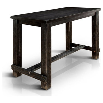 Furniture of America Sinuata Rustic Wood Pub Table in Antique Black