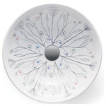 bathco - Floral I White Porcelain Decorated Bathroom Vessel Sink - This product is available as pre-order only. Lead time: 8 weeks