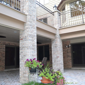 Azek composite wood deck with brick columns in Homer Glen, Illinois