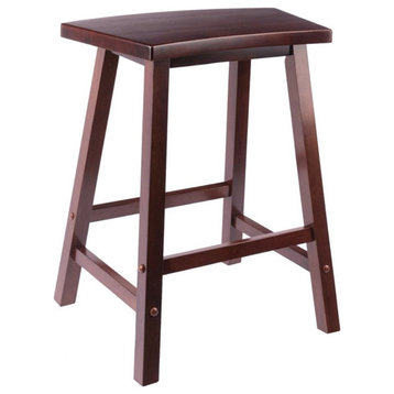 Winsome Katashi 24" Fan Shaped Transitional Solid Wood Counter Stool in Walnut
