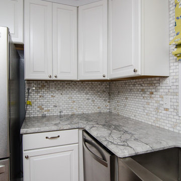 Super White Quartzite with Calcatta Gold Tile
