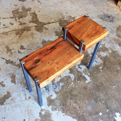 Black Oak and Reclaimed Steel Lamp Table - Side Tables And End Tables