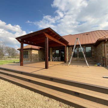 Cedar pergola and composite deck with lighting
