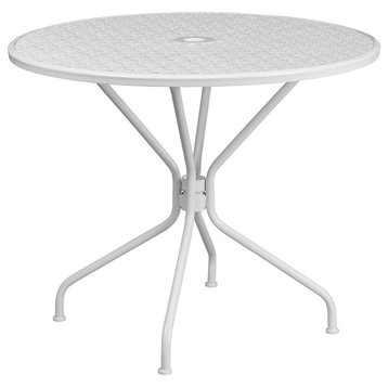 35.25" Steel Patio Table, White