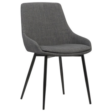 Nelson Contemporary Dining Chair, Charcoal Fabric With Black Powder Coated Legs