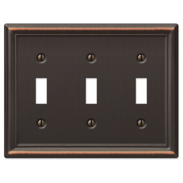 Chelsea Steel 3-Toggle Wall Plate, Aged Bronze