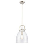 Innovations Lighting - 1-Light Mini Pendant, Brushed Satin Nickel, Clear - The Newton is a modern industrial collection that incorporates Exceptional architectural details and heavy metal design. These fixtures come together with a cone, bell, or sphere shaped shade, in metal or glass. Making this collection perfect for creating a truly exceptional space.