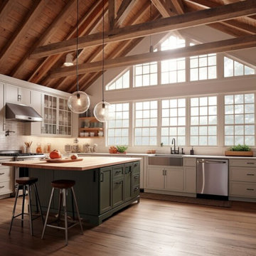 Vaulted Farmhouse: Bright and Airy Kitchen with Rustic Charm