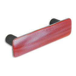 CKP - Art Glass Pull, Red & White Swirl, Oil-Rubbed Bronze Base - Cabinet And Drawer Handle Pulls