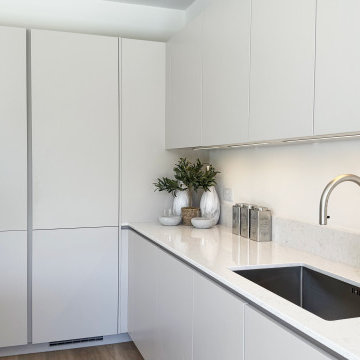 Light Beige Handleless Kitchen in St Albans