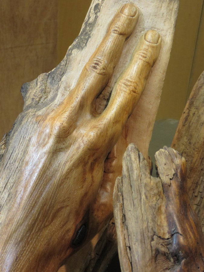 Overcome. Sculpture, Carved Walnut, Beech & Cherry