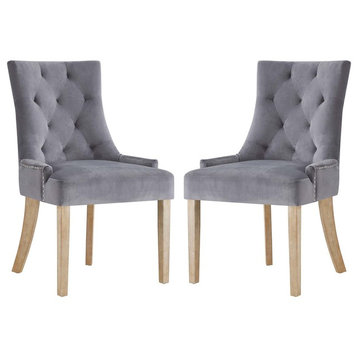 Pose Dining Chair Velvet Set of 2, Gray