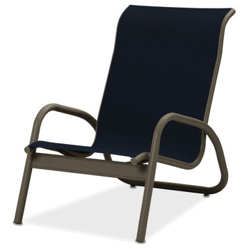Gardenella Sling Stacking Poolside Chair, Textured Beachwood, Navy