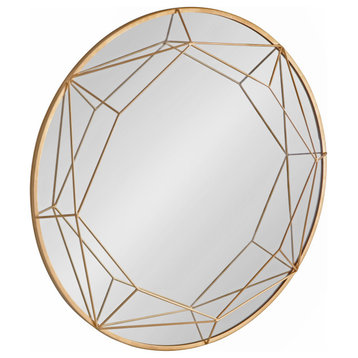 Keyleigh Round Metal Framed Wall Mirror, Gold 30 Diameter