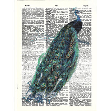 Art N Wordz Peacock Original Dictionary Sheet Pop Art Print