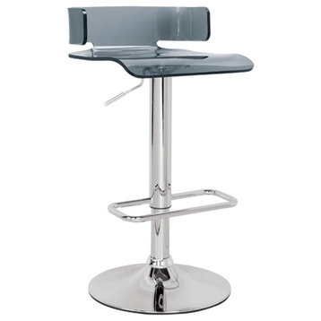 Acme Furniture Rania Adjustable Stool With Swivel, Gray and Chrome, Set of 2