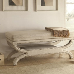 oaster 500004 White Linen-Like Fabric Bench - Accent And Storage Benches